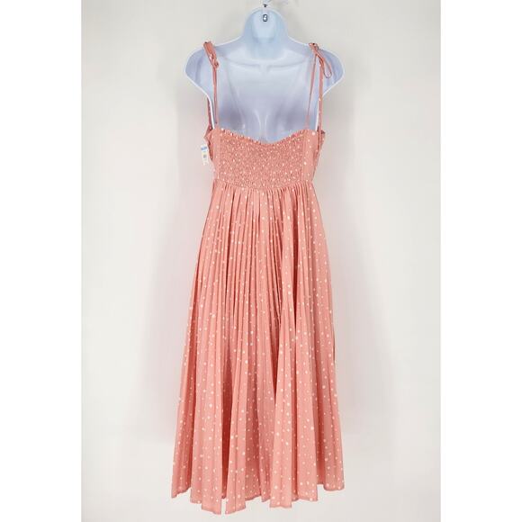 VICI Polka Dot Pleated Midi Sundress Pink White Women’s Size Medium - Picture 3 of 11